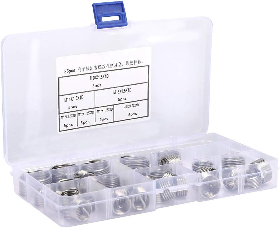 35PCS CAR Drain Plug Thread Repair Insert KIT Thread TAP Insertion Tool Set HIGH Strength Stainless Steel for AUTO Parts Injection Machine Template Repair