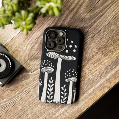 Coque iPhone 15 Pro champignon noir et blanc antichoc rigide - 3