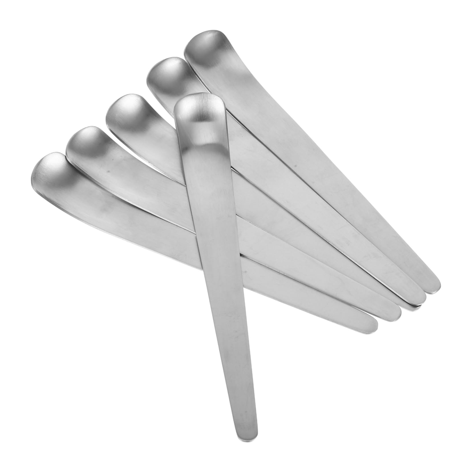 BRIGHTFUFU 6pcs Compact Cake Spoon Silver Small Spoons Metal Spoon 304 Stainless Steel Dessert Cake Spoons