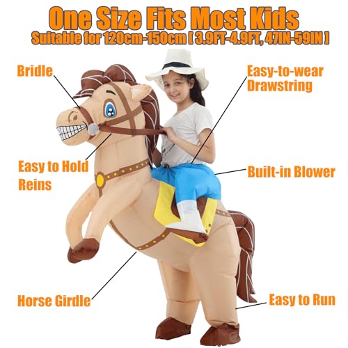 Disfraz inflable de caballo con jinete miniatura 2