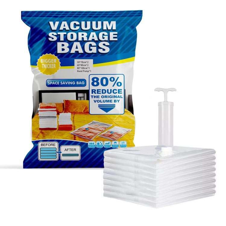 Generic ""6 Pack Large Vacuum Storage Bags | Space Saver Reusable Bags | 2pcs 80x100cm, 2pcs 60x80cm, 2pcs 50x70cm | Clothing, Blankets, Pillows, Travel | Includes Hand Pump""