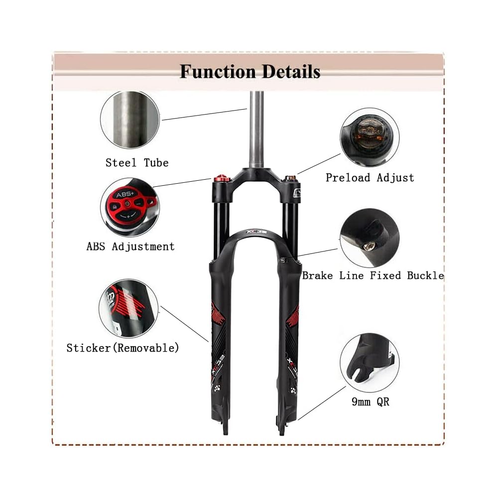 BUCKLOS MTB Suspension Forks 2629 inch Front Fork with Preload