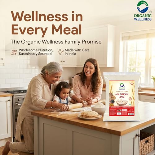 Image of Organic Wellness Multigrain Atta 5kg Pack | High Protein Jowar (Millet 10%) Flours | High Fiber | Low Gluten, & Diabetic Friendly Fresh Whole Wheat Flours