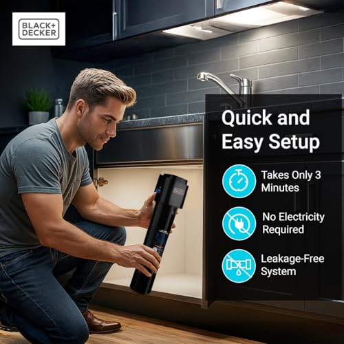 Image of BLACK+DECKER Undersink Water Filter 15'' | 2 Years | Reduces CHLORAMINE, Chlorine,Lead, PFAS, Bad Taste, Odor | Under Counter Water Filter Direct Connect to Kitchen Faucet | NSF /ANSI 42 Certified