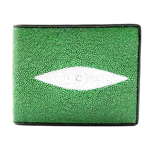 Emerald Green NEW Real Stingray Leather Skin Mens Bi-fold Wallet.