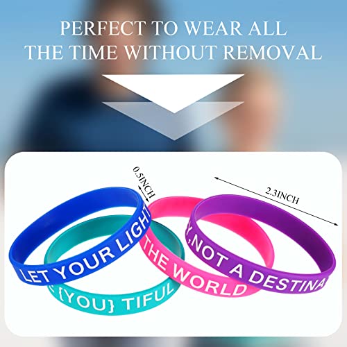 60 Pieces Inspirational Rubber Bracelet Motivational Quote Silicone Bracelets 20 Styles Black Stretch Wristbands For Men Women Teens (Bright Colors) #TOP3