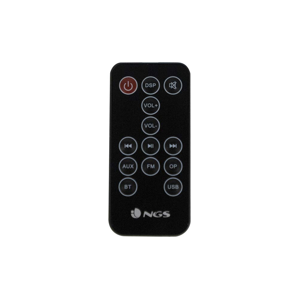 NGS Sky Charm - Tour de Son Bluetooth 50W avec Télécommande, Entrée Optique, USB, Radio FM et AUX in (Couleur Noir)