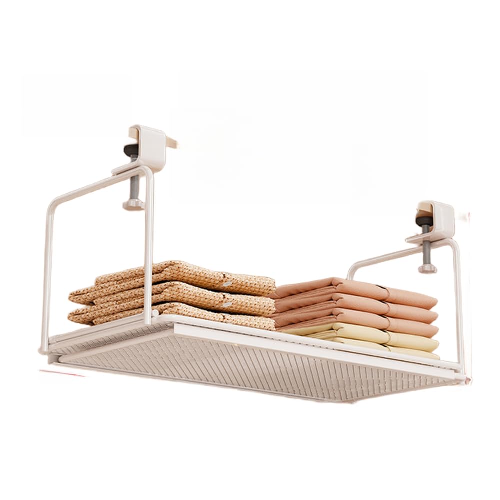 Organizador ajustable para colgar en el armario, ahorra espacio, de hierro, se extiende de 39,5 a 70 cm, color blanco