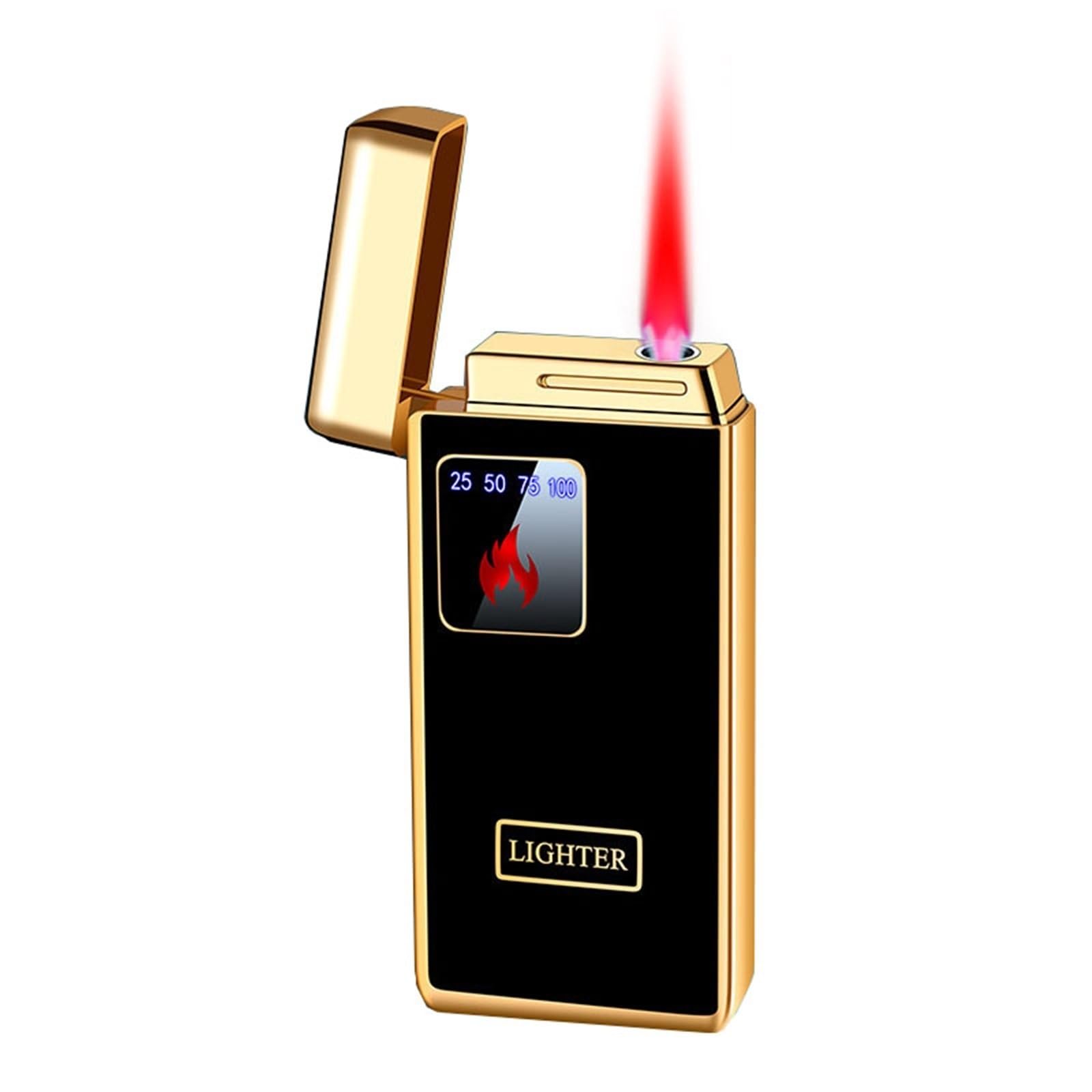 Encendedor de metal elegante con encendido táctil y llama regulable para puros gourmet