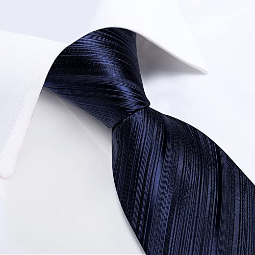 Image of DiBanGu Mens Silk Necktie Solid Color Tie and Pocket Square Cufflink Tie Clip Set Woven Plain Ties for Men Wedding Party