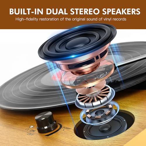 DCPICE Platine Vinyle, Tourne-Disque Bluetooth avec 3 Vitesses 33/45/78 RPM, 2 Haut-Parleurs Stéréo Intégrés, Lecteur LP, Conversion Vinyle en MP3, Entrée AUX, Sortie RCA, USB, Idée Cadeau - Les Beatles, Paul McCartney, John Lennon, RIngo Starr, George Harrison DCPICE Platine Vinyle, Tourne-Disque Bluetooth avec 3 Vitesses 33/45/78 RPM, 2 Haut-Parleurs Stéréo Intégrés, Lecteur LP, Conversion Vinyle en MP3, Entrée AUX, Sortie RCA, USB, Idée Cadeau – Image 6