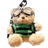 [アミリー] 8種類 くま キーホルダー お揃い ふわふわ 可愛い テディベア オシャレ ぬいぐるみ プレゼント ストラップ キーリング (クマ(茶)×セーター(緑))