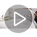 JOLLYVOGUE Pink Seersucker Queen Comforter Set, 3 Pieces Bed in a Bag Comforter Set, Lightweight & Fluffy Bedding Sets Queen for All Season with 1 Ruffle Comforter and 2 Ruffle Pillowshams