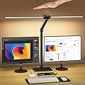 Syrinx Desk Lamp with Base, Eye-Caring Desk Lamps for Home Office with Gesture Sensor Switch, Dual Screen Computer Monitor LED Desk Light, 24W 25 Lightings Bright Table Lamp with USB Charging Port