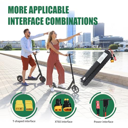 Image of Scooter Battery, 36V 7500mAh Rechargeable Lithium Battery Pack for 36V E-Scooters, with 15A BMS, Multiple Adapters Compatible with Most Electric Scooters 270WH