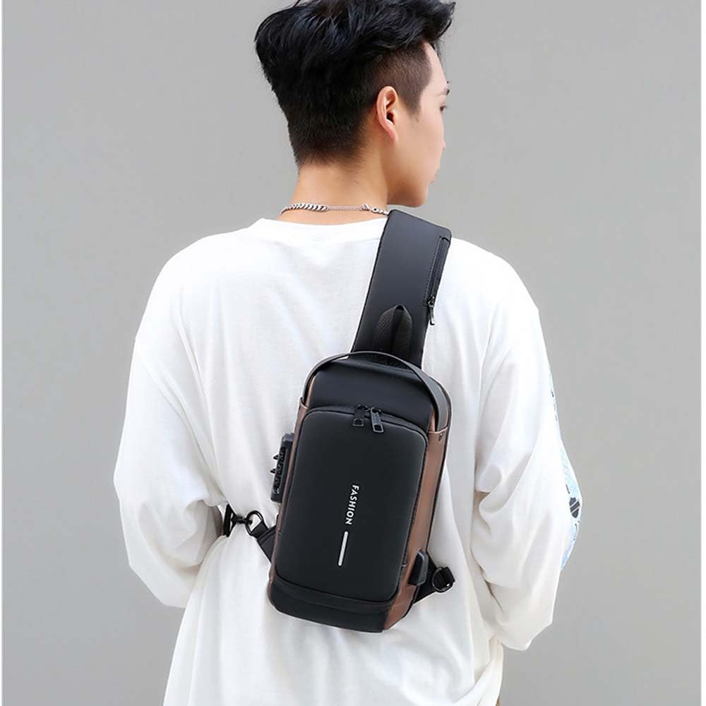 Sac à bandoulière de voyage imperméable pour cyclisme avec serrure à combinaison antivol et port de chargement USB