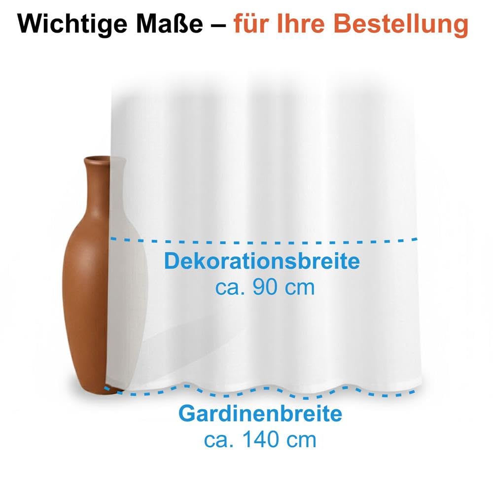 2er Set Schlaufenschal weiss 245 cm transparent moderne weiße Vorhänge, leichte Voile Stores mit verdeckten Schlaufen für lichtdurchlässige Fensterdekoration und elegante Gardinen für modernes Wohnen