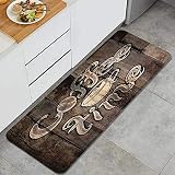 JISMUCI Kitchen Rug,Modern Coffee Time Grunge Back Print,Waterproof Non Skid Washable Soft Kitchen M