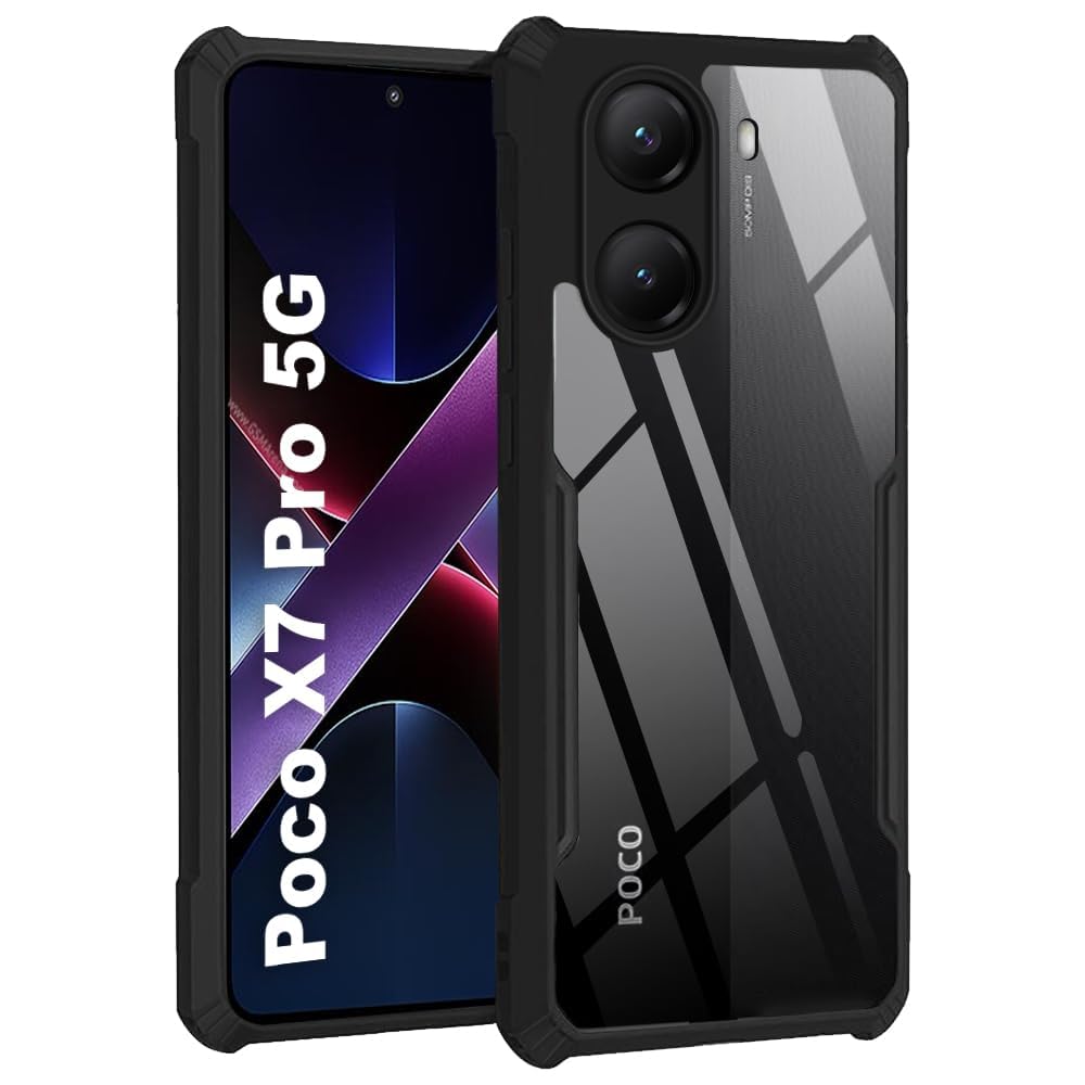 Case for Xiaomi POCO X7 Pro Clear Hard PC Back Cover Case with Shockproof Premium TPU Border 360 Degree Impact Resistant Camera lens Protection non-Yellowing Cover For POCO X7 Pro 5G