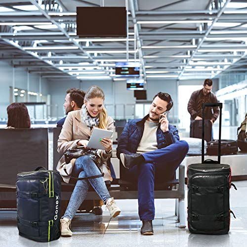 Gonex Rolling Duffle Bag with Wheels, 50L Water Repellent Wheeled Travel Duffel Carry On Luggage with Rollers 22 inch, TSA Approved Luggage Lock Included, Black