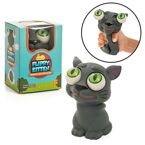 IPIDIPI TOYS Flippy Kitten Eye Popping Cat - Squishy Squeeze Toy for Stress Reduction - Gag Stocking Stuffers for Boys and Girls - Great for Kids with Autism and ADHD