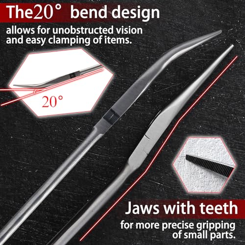 SPEEDWOX 16-Inch Long Reach 20-Degree Bent Long Nose Pliers Extra Long Needle Nose Pliers Curved Nose Pliers Angle Long Needle Nose Pliers Long Reach Pliers Long Reach Tool Angled Needle Nose Pliers - Image 3