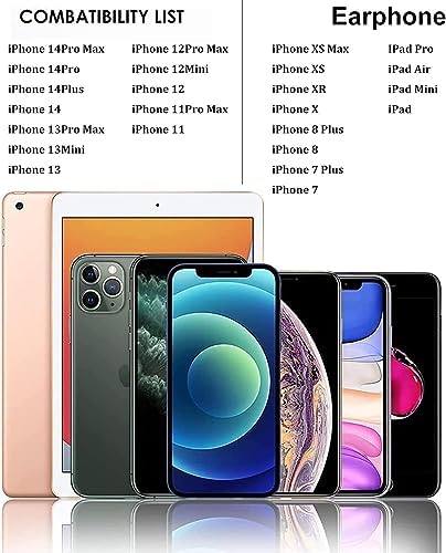 Lightning Headphones[Apple MFi Certified]Apple earphones Wired iPhone Headphones In-Ear Earbuds(Built-in Microphone & Volume Control) Compatible with iPhone 11/13/13ProMax/SE/12/12 Mini/14/XR/8/7/XS
