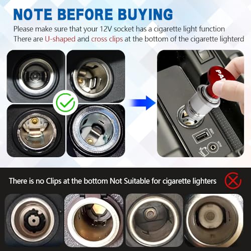 Image of PANIC Button Car Cigarette Lighter Plug, Car Cigarette Lighter Replacement, Aluminum Alloy Push Button Lighter Plug, Standard 12V Fast Heating Power Socket for Auto