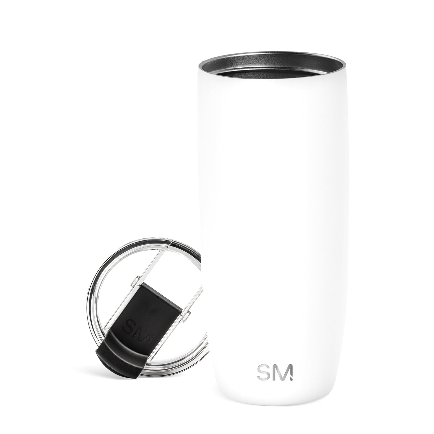 Travel Coffee Mug Tumbler with Flip Lid | Reusable Insulated Stainless Steel Cold Brew Iced Coffee Cup Thermos | Gifts for Women Men Him Her | Voyager Collection | 20oz | Winter White