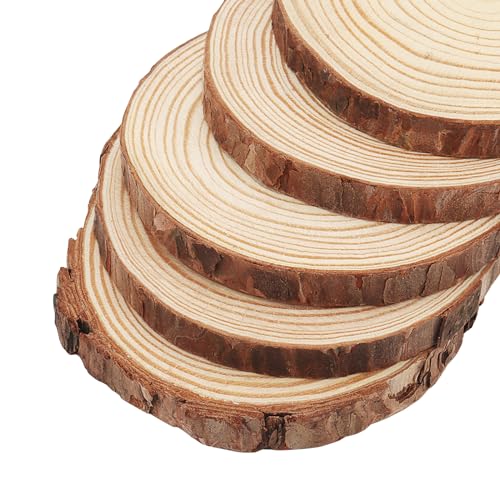 JOIKIT 20 PCS 10-11cm Wooden Slices, Natural Wood Discs, Unfinished Wooden Log Slices Wood Circles for DIY Crafts Decoration - Image 4