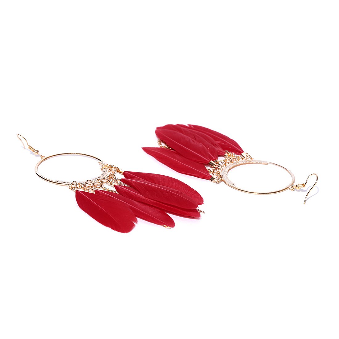 Luxuria Delicate Feather Chain Drop Plated Earrings