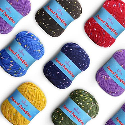 Image of Tweed Twinkles Soft Baby Yarn for Crocheting, 8-Pack (696Yds / 400G), Free Patterns - Acrylic Baby Blanket Knitting Yarn with Flecks - Size 3 DK Light Worsted Weight - Jewel Pack