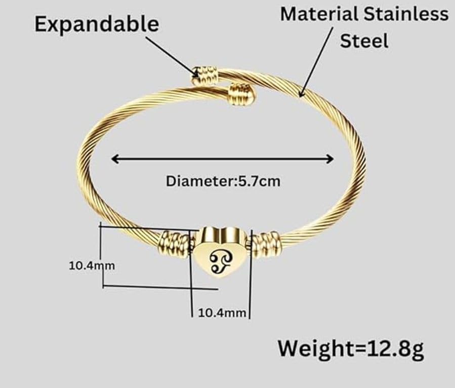 Stainless Steel Engraved Charm Heart Tamil Om Bracelets for Women Golden1