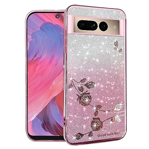 Coque Google Pixel 7 Pro transparente violette paillettes silicone slim