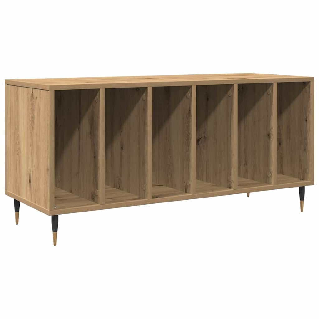 Armadio per dischi in vinile, con 6 scomparti, scaffale per dischi in vinile, in legno, per soggiorno, rovere Artisan, 100 x 38 x 48 cm