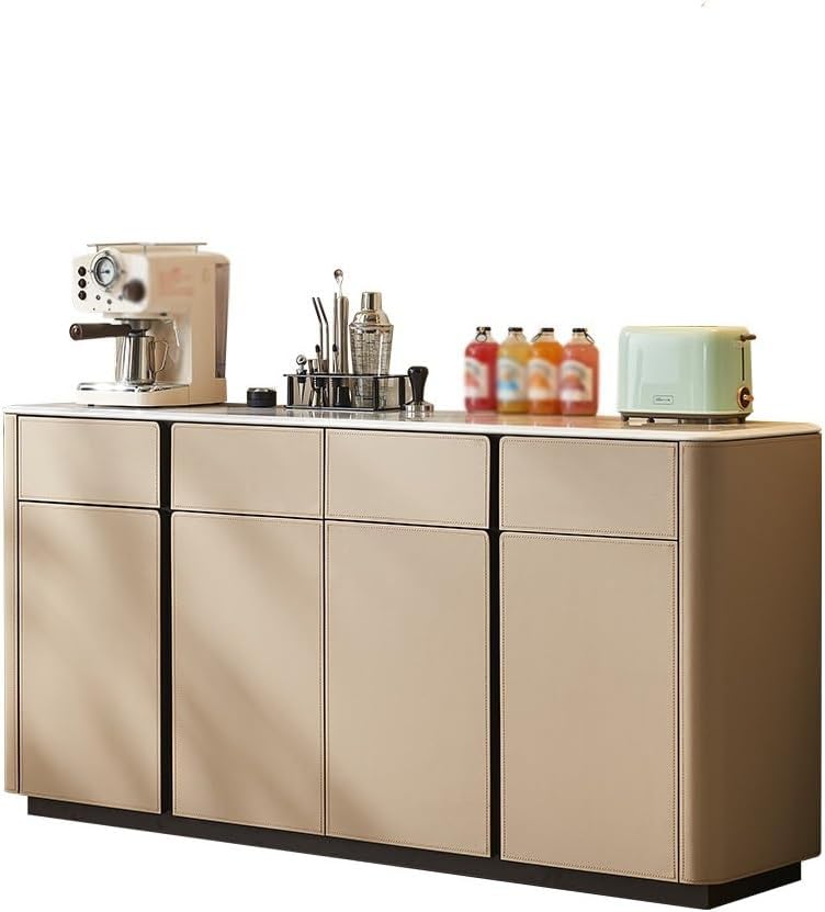 Sideboard Cabinet Modern Saddle Leather Dining Sideboard Home Wooden Storage Cabinet Bedroom Storage Cabinet Sideboard Cabinet with Drawers