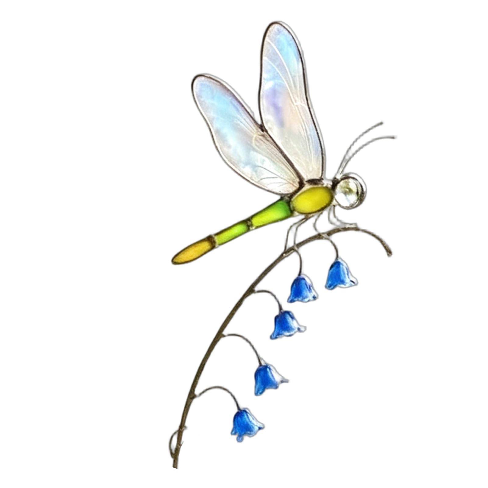 ZhzeYun Metal Garden Stake Yard Art, Decorative Dragonfly Butterfly Ladybug Bee Snail Ornament, 20cm Weatherproof Lawn Pathway Patio Decor for Mum Dragonfly