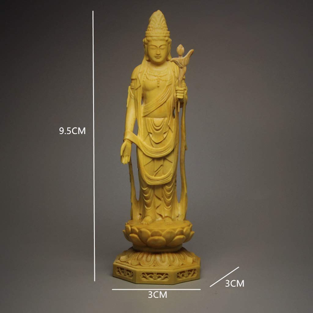 Estatuas de Buda Estatua de Buda Madera Maciza Guanyin Buda Estatua Tíbet Estatuas de Buda for la decoración del hogar Ornamentos de Escultura 3.74 Pulgadas Regalos Que te Hacen Feliz