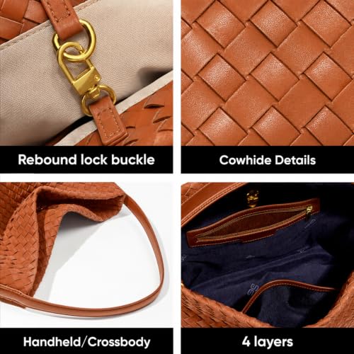 Image of Suede Woven Tote Bag for Women, Hobo Shoulder Bag for Work Travel