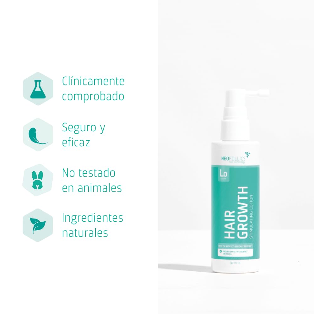 Loción Capilar Neofollics Estimulante para el Crecimiento del Pelo - Con Acción Anticaída y Fortalecedora - Contiene 7% de Neoxyl - 90 ml