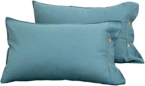 Miniatura 42 de S VICTORY SYMBOL 100% Organic Linen Pillowcases 20"x30" Set of 2,French Natural Flax Soft Durable Pillowshams Sandy Beige,Standard