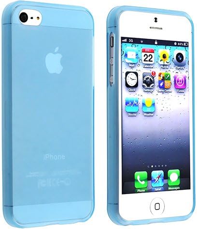 eForCity 3 Packs TPU Rubber Case Combo Compatible With Apple iPhone 5, Frost Clear White / Frost Clear Light Blue / Frost Clear Purple