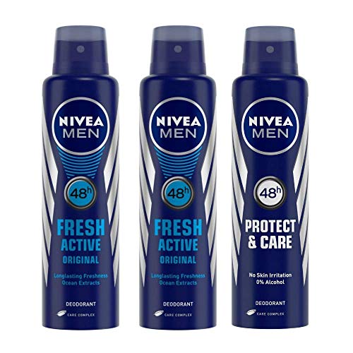 Image of NIVEA Fresh Buy 2 Active Deodorant For Men, 150ml & Get 1 Free NIVEA Protect Care Deodorant For Men, 150ml