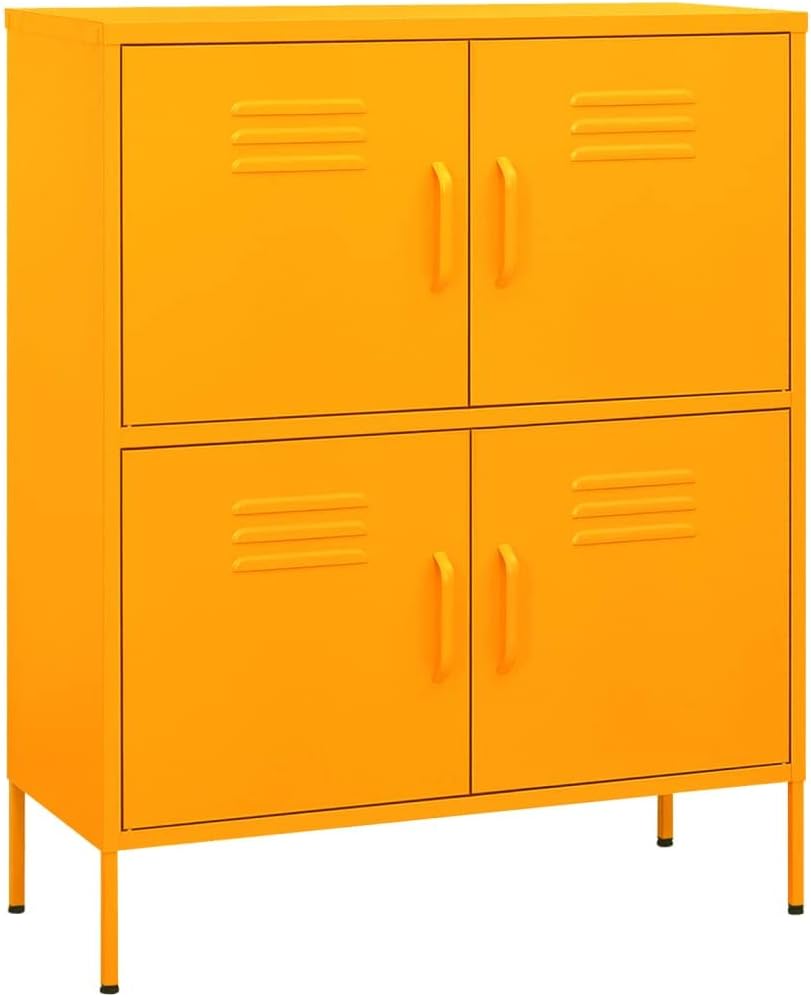 Standing Storage Cabinet,Locker with Shelves and Doors,Locker Cabine for Garage Office Tool Utility Room,Storage Cabinet Orange 31.5"x13.8"x40" Steel (Yellow)