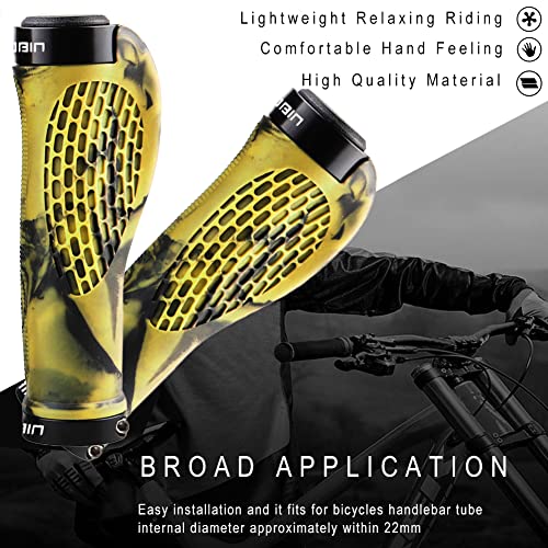 Image of TOPCABIN Ergonomic Bike Grips - Widen Holding Rubber Grips with Aluminum LockGrips for Mountain & Road Bikes