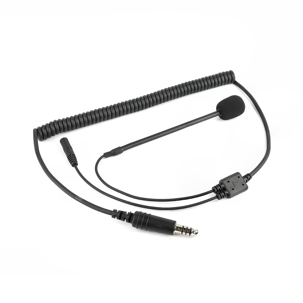 ISMA - Kit radio da casco per radio da corsa, microfono dinamico, asta flessibile con cavo a spirale e jack da 3,5 mm