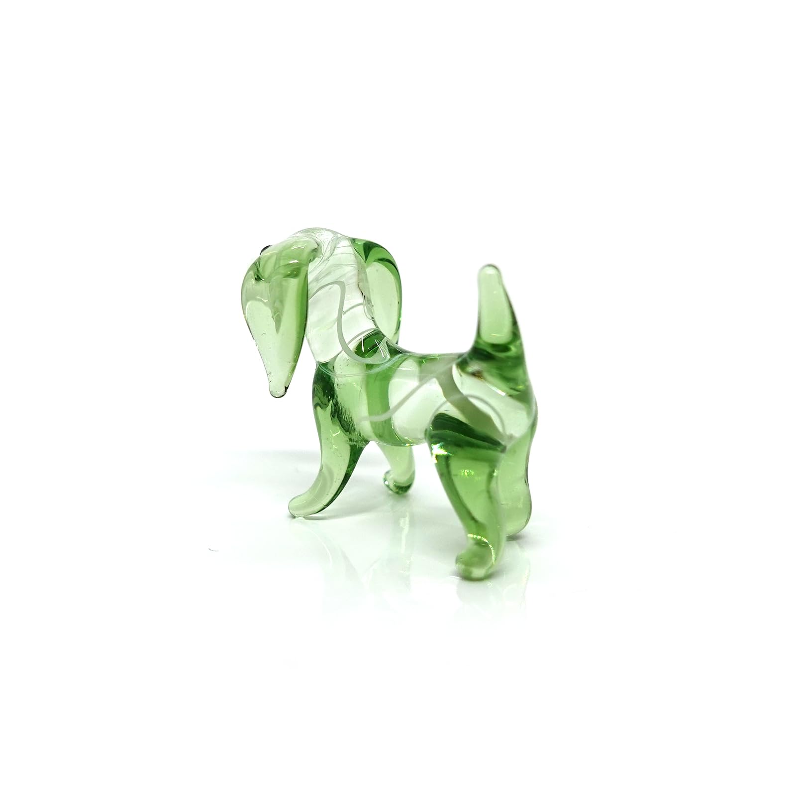 Sansukjai Hand-Blown Glass Dachshund Figurine - Miniature Animal Art Collectible, 4.5" Long, Multi-Red - View #9