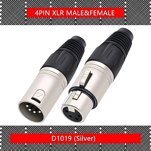 XLR de 4 pines hembra plata para evitar ruidos en cable de audio 7