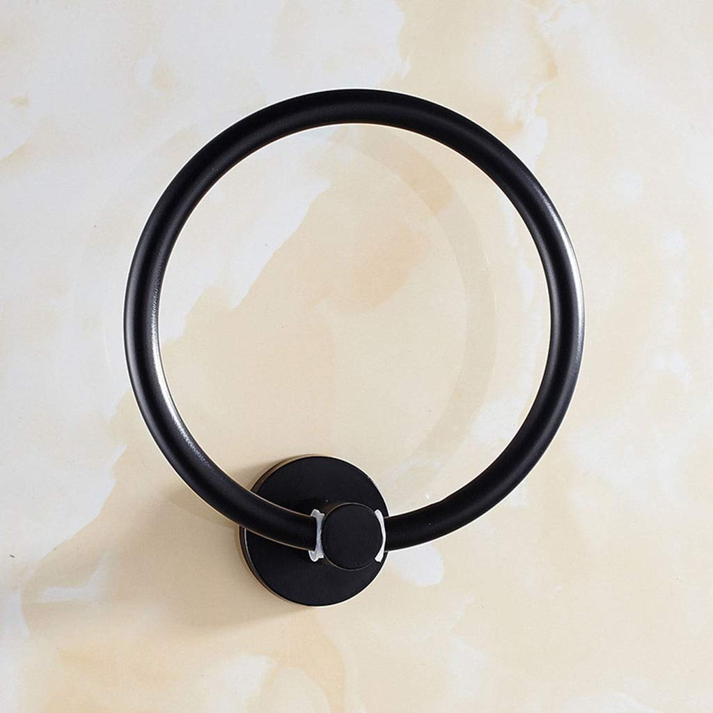 Portasciugamani Rotondo Nordico Anello portasciugamani Bagno dell'hotel Ciondolo portasciugamani in Acciaio Inossidabile Creativo Multifunzione 16 cm, Nero