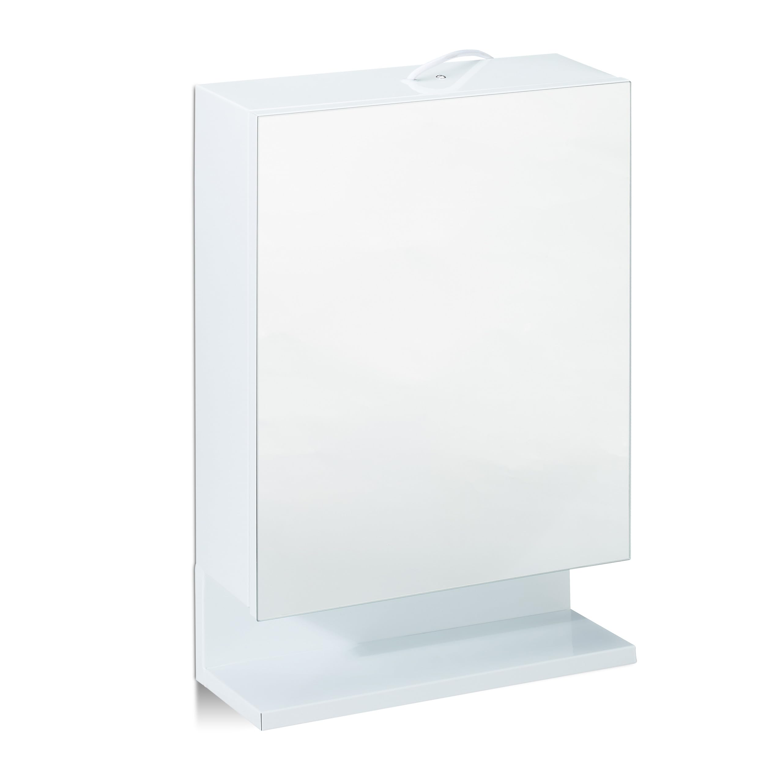 Relaxdays Armario para baño con Espejo, Una Puerta, con Enchufe, Mueble para Pared, Blanco, 55 x 35 x 12 cm